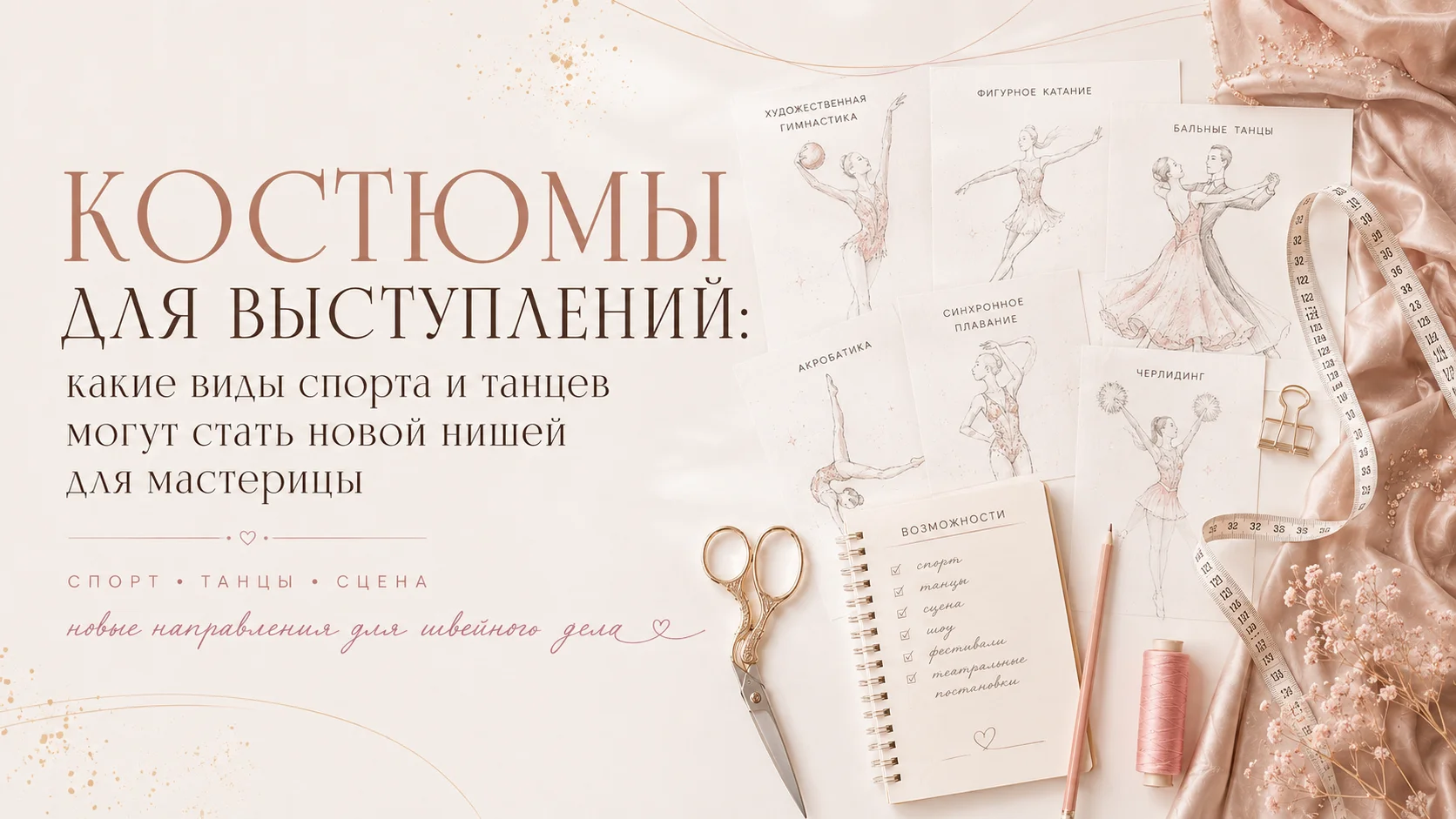 Костюмы для выступлений: виды спорта и танцев для мастерицы — иллюстрация